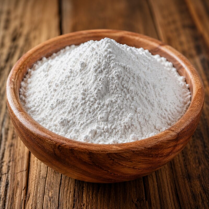Acrylates/C10-30 Alkyl Acrylate Crosspolymer fine white powder in a glass container used as a thickening and stabilizing agent in cosmetic formulations.