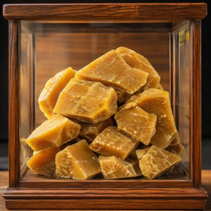 Light yellow to pale brown flakes of Carnauba Wax T3 grade in a glass bowl, used as a natural hardening and gloss agent in cosmetic and industrial formulations.