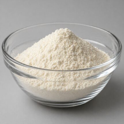 Hydroxyethyl Cellulose (HEC) fine white powder used as a thickening and stabilizing agent in cosmetic formulations.