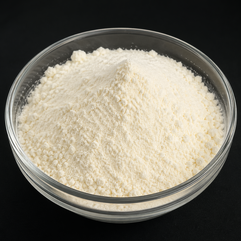 Aloe Vera Extract 100x dried fine powder in a glass bowl for skincare and herbal formulations.