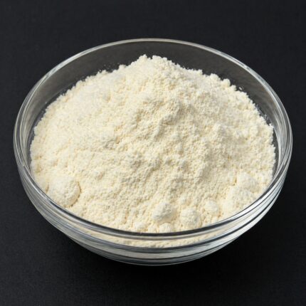 Fine white powder of Zinc PCA in a glass bowl, smooth texture and cosmetic-grade appearance.